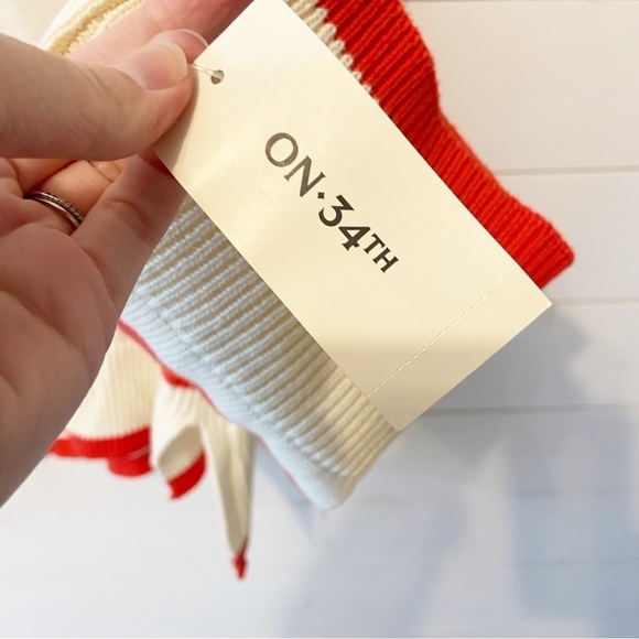 NWTs On 34th | Women's Mock Neck Sailor-Stripe Resort Cotton Blend Sweater Small - Picture 6 of 9